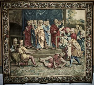 The Death of Ananias, from a series depicting the Acts of the Apostles, woven at the Beauvais Workshop under the direction of Philippe Behagle 1641-1705 1695-98