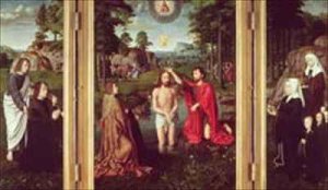 Jean de Trompes Triptych with the Baptism of Christ in the Central Panel and Patrons