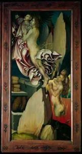 Bugnon altarpiece left hand panel depicting the deliverance of a soul from purgatory