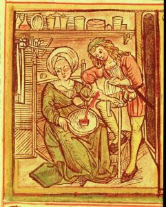 Blood letting, from 'Tractatus de Pestilencia'