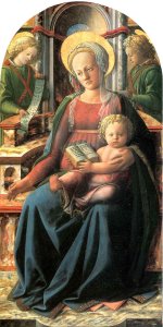 Four Doctors Triptych Madonna and Child Enthroned with two Angels