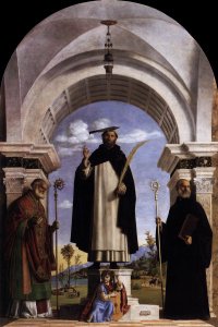 St Peter Martyr with St Nicholas of Bari, St Benedict and an Angel Musician 1504