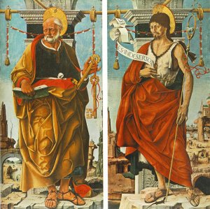 St Peter and St John the Baptist (Griffoni Polyptych) 1473