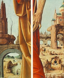 St Peter and St John the Baptist, (detail) (Griffoni Polyptych) 1473