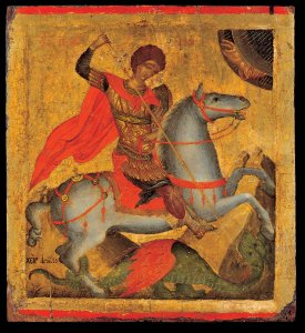 Icon of St. George on Horseback, Slaying the Dragon